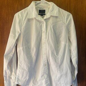 J. Crew White Curvy Button Down Oxford Shirt